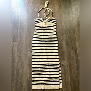 NWT House of Harlow 1960 Crochet Halter Striped Midi Dress Womens Size S